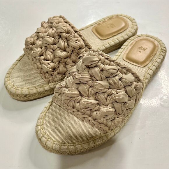 H&M Woven Espadrille Natural Slide Sandals size 9 - Picture 2 of 6
